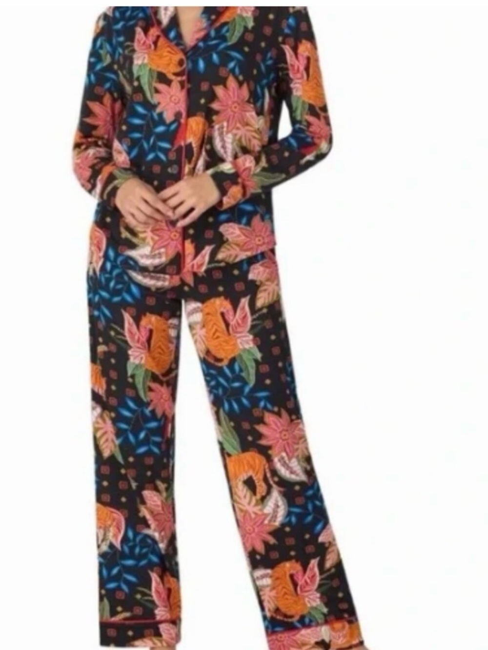 Room Service Black Floral & Tiger Print Shirt - Multicolor